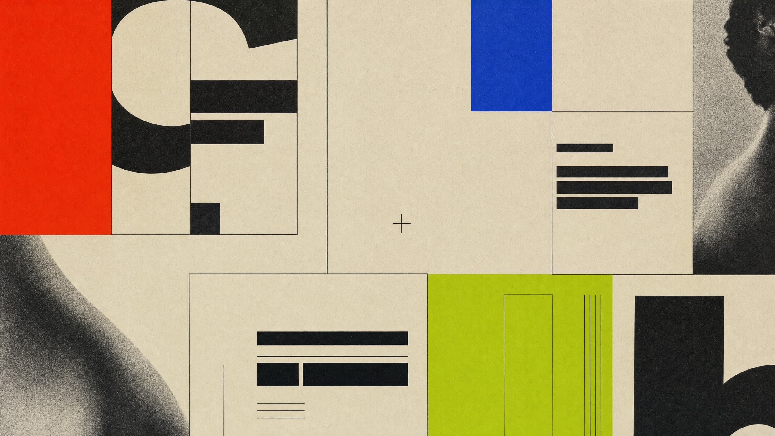 Abstract editorial composition connecting brand, product and growth